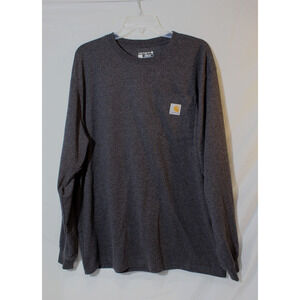 Carhartt Loose Fit Dark Gray Heavyweight Pocket Tee Long Sleeve Men's (L) Logo